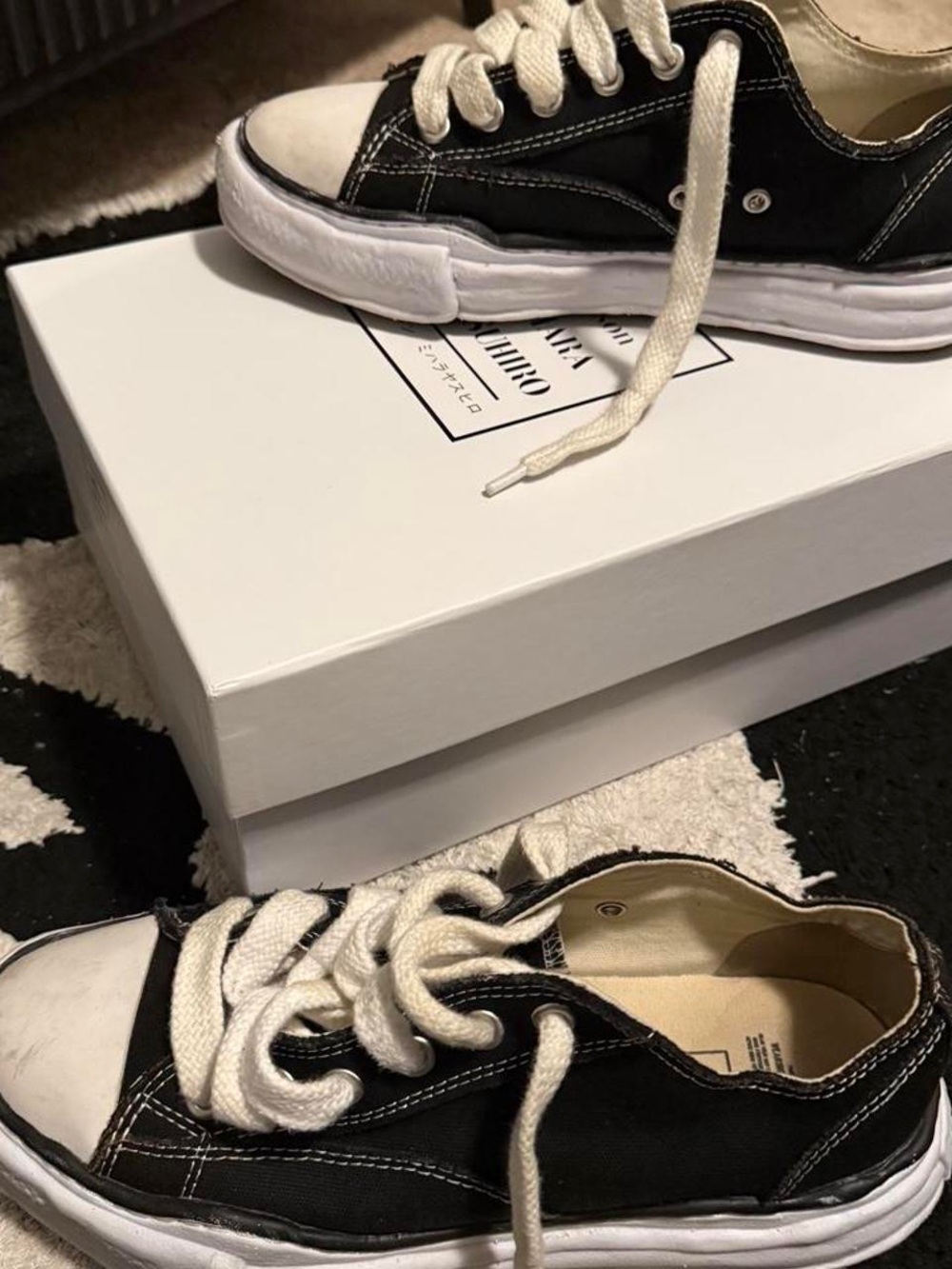 Black Canvas Kids Sneakers with White Accents